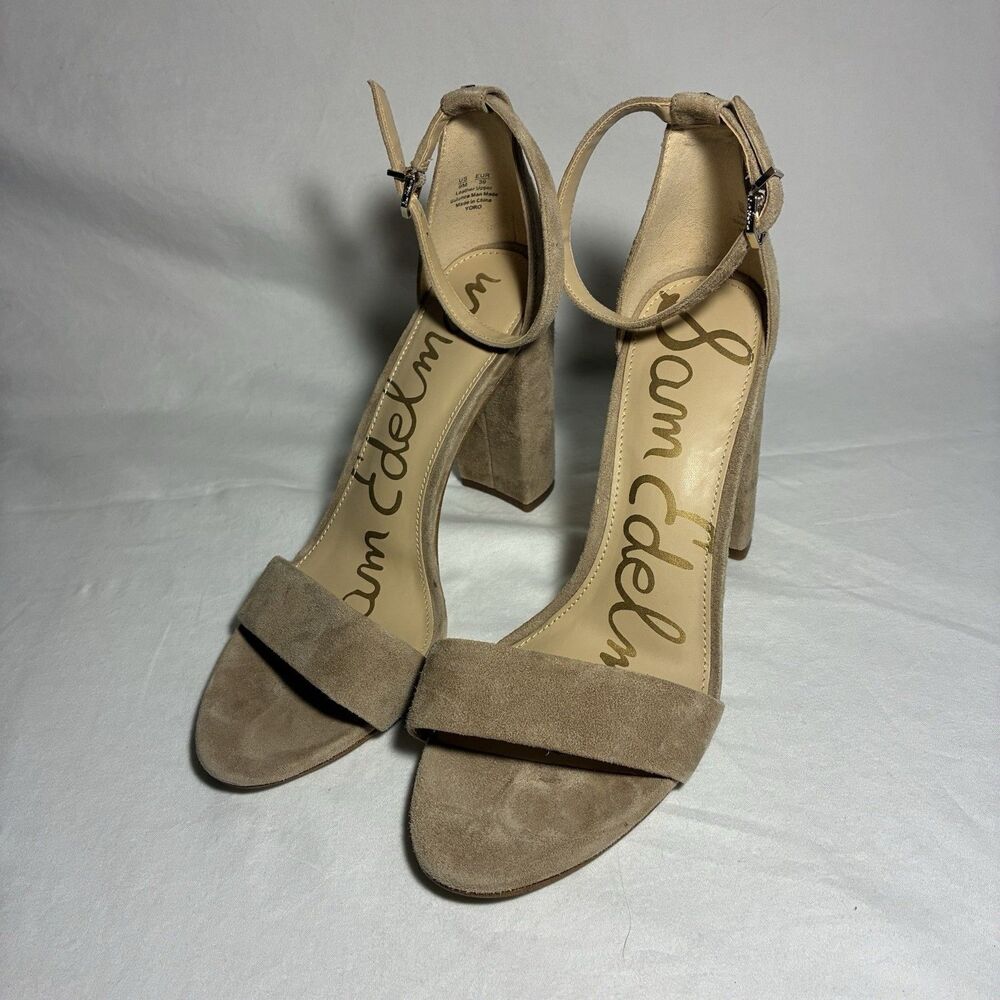 Sam Edelman Classic Two-Piece Block Heeled Sandals Yaro Oatmeal Size 9M